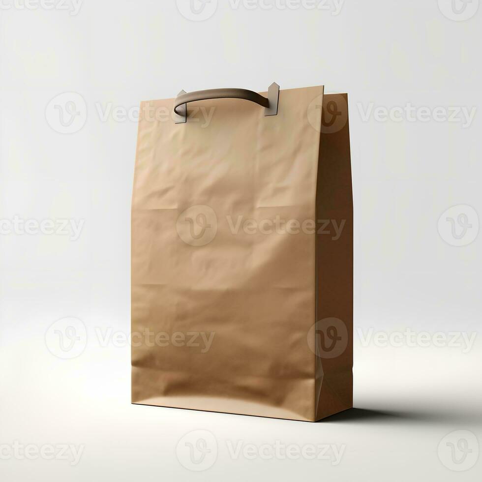 Paper Bag on White Backgrouds AI Generated photo