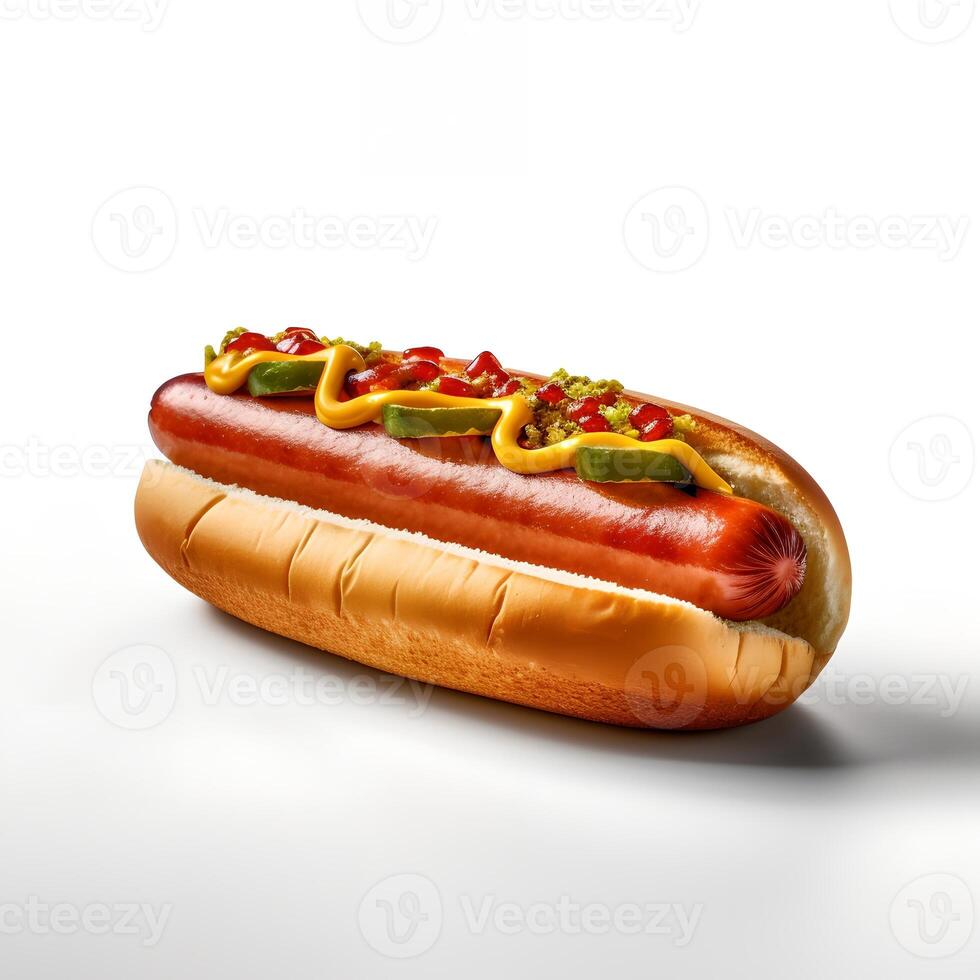 Hotdog on White Backgroud AI Generated photo