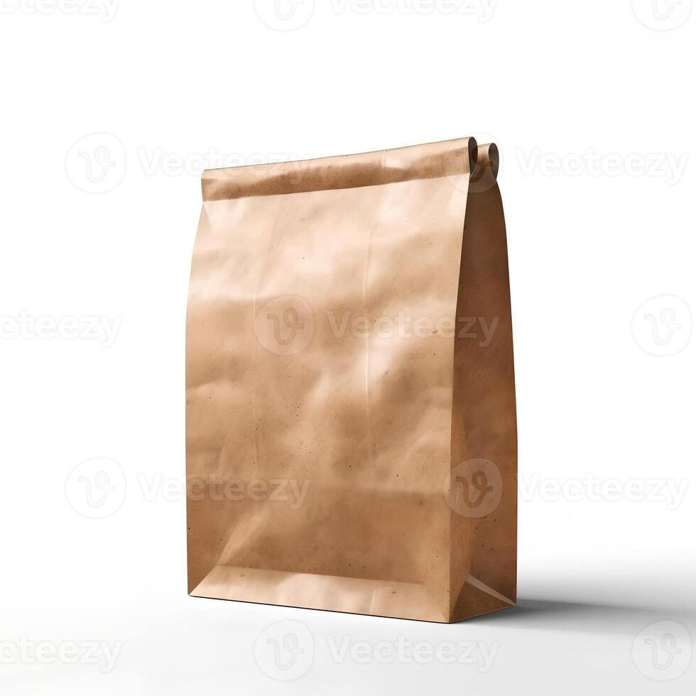 Paper Bag on White Backgrouds AI Generated photo