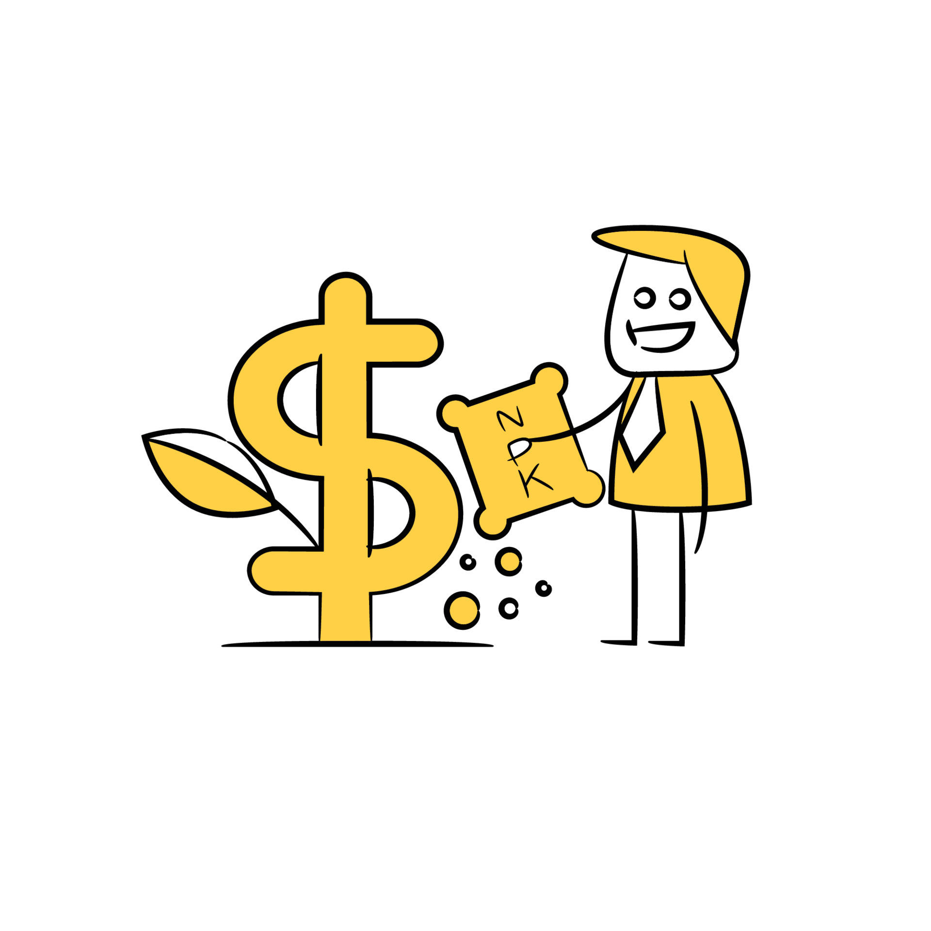 businessman planting dollar sign stick figure illustration 26510627