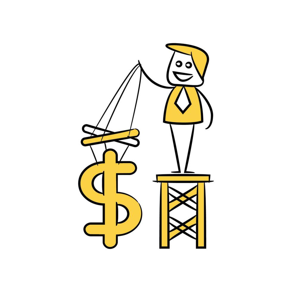 businessman conduct the dollar sign stick figure illustration 26510628