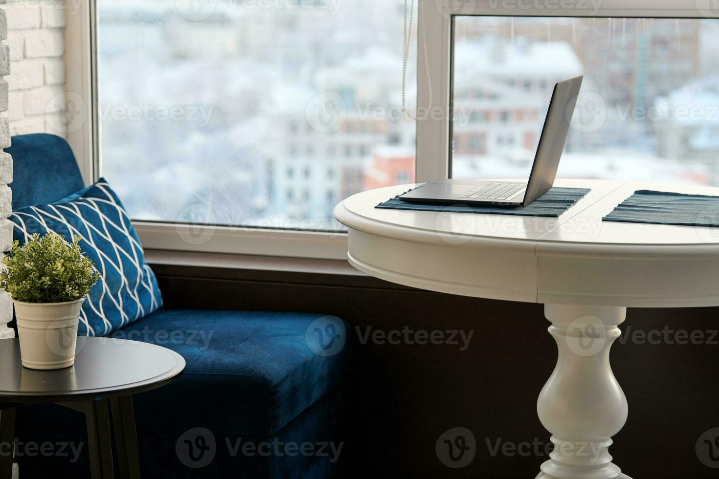 Home workplace in modern loft apartment photo