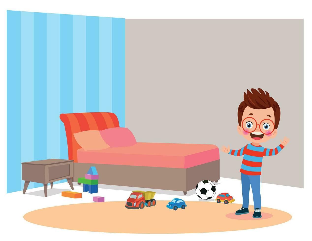 dormitorio y niños vector ilustración