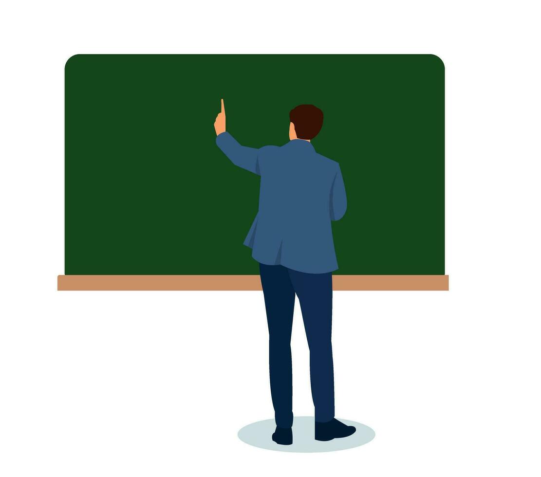 teacher in front of blackboard in classroom vector