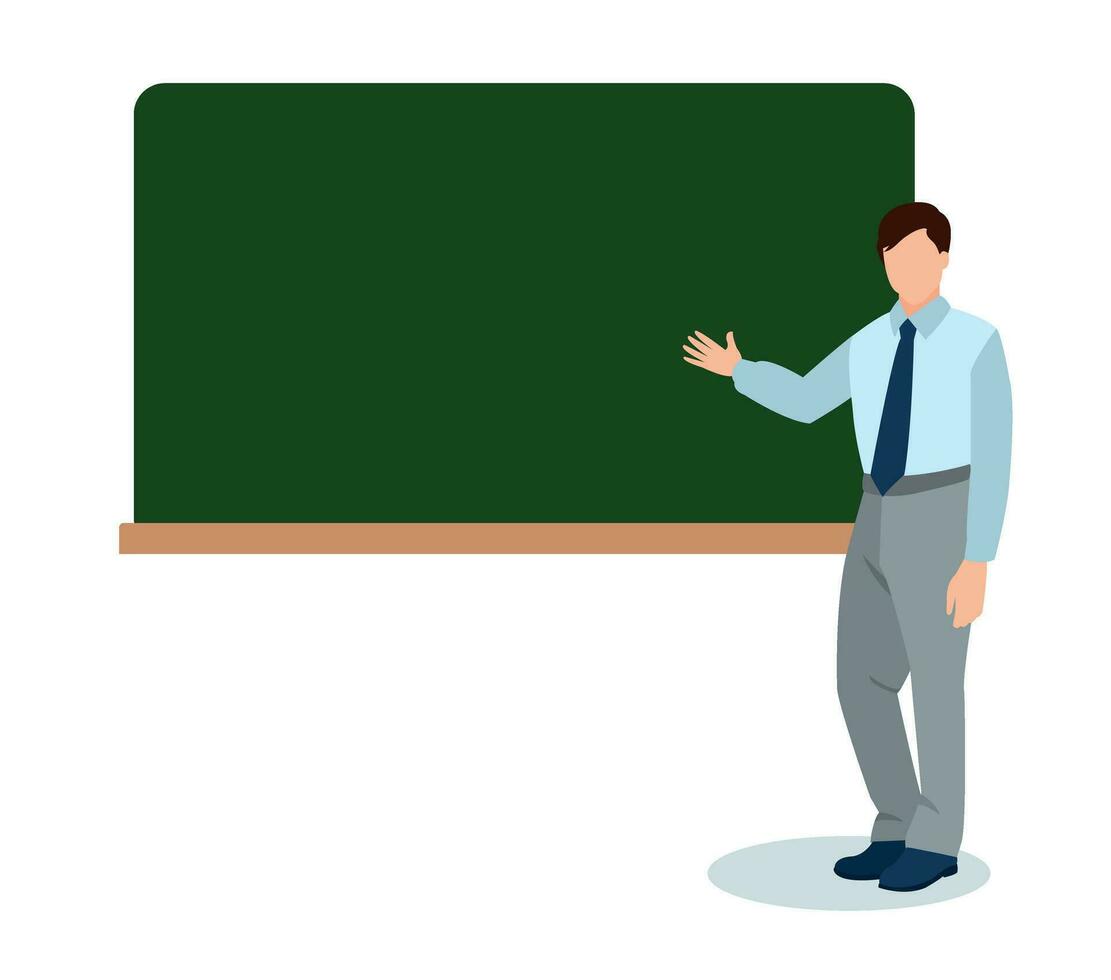 teacher in front of blackboard in classroom vector