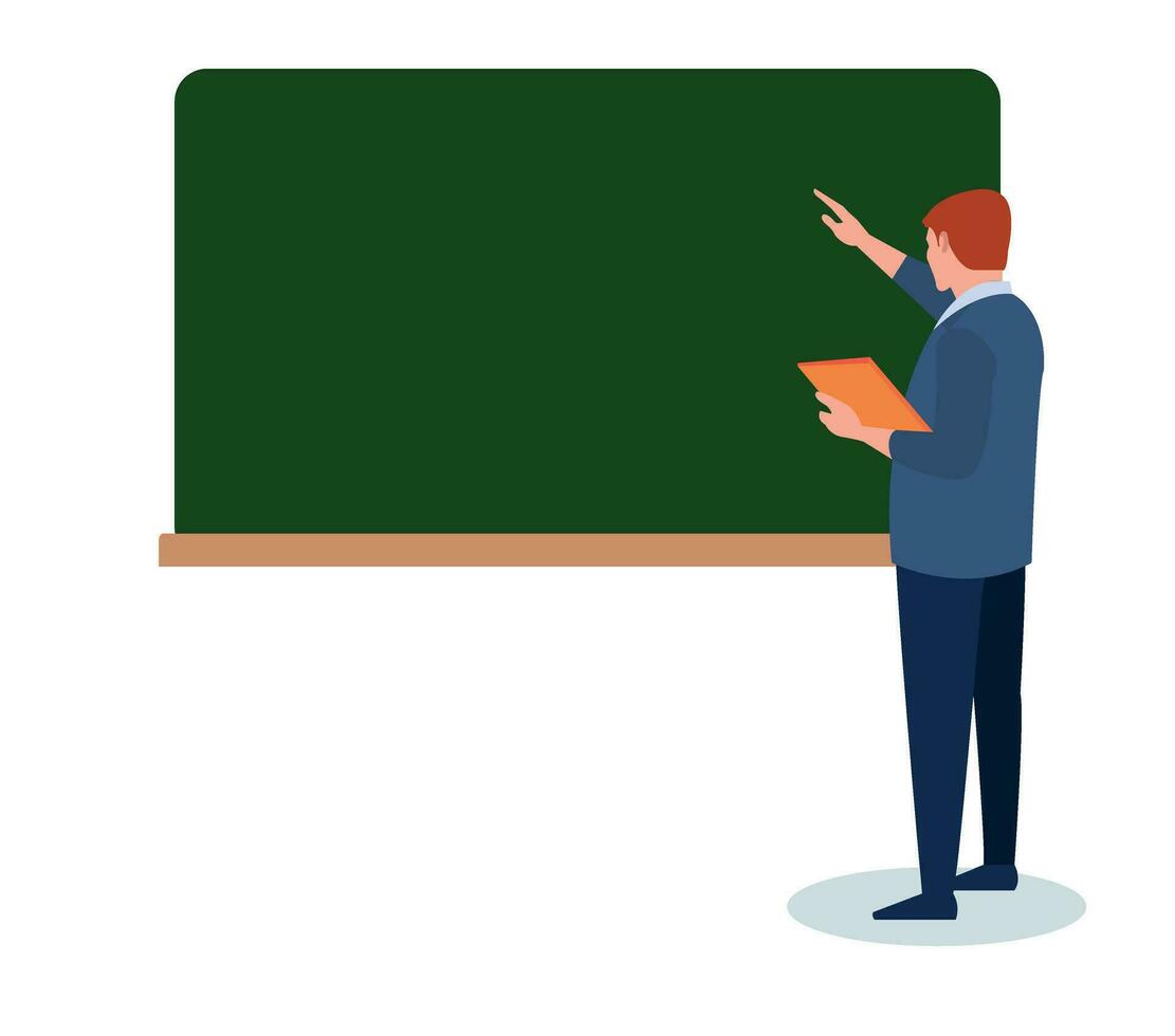 teacher in front of blackboard in classroom vector