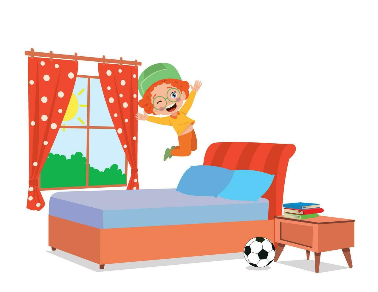 dormitorio y niños vector ilustración