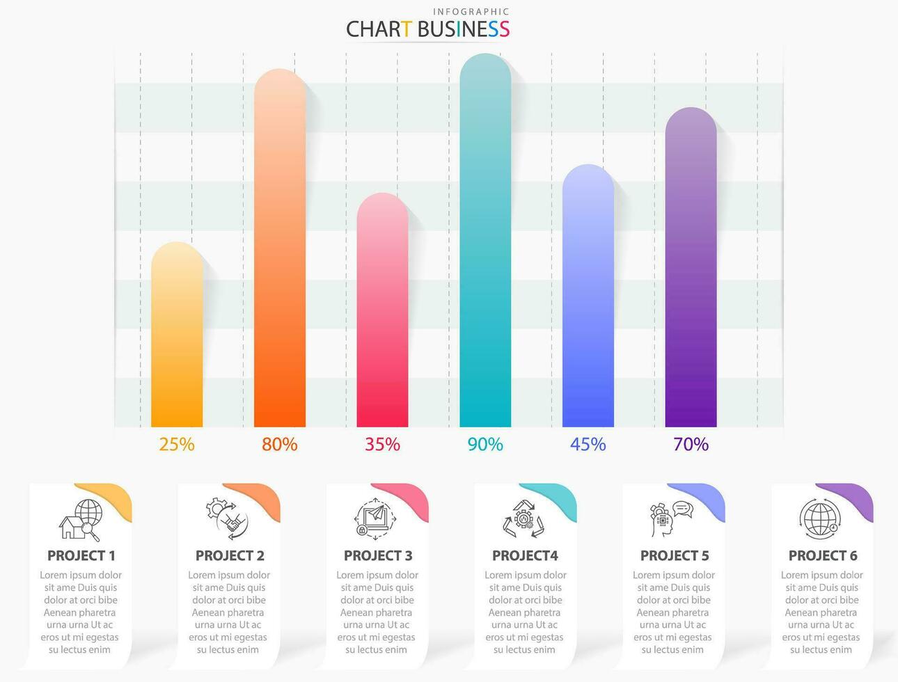 Business data market infographic graph and chart vector