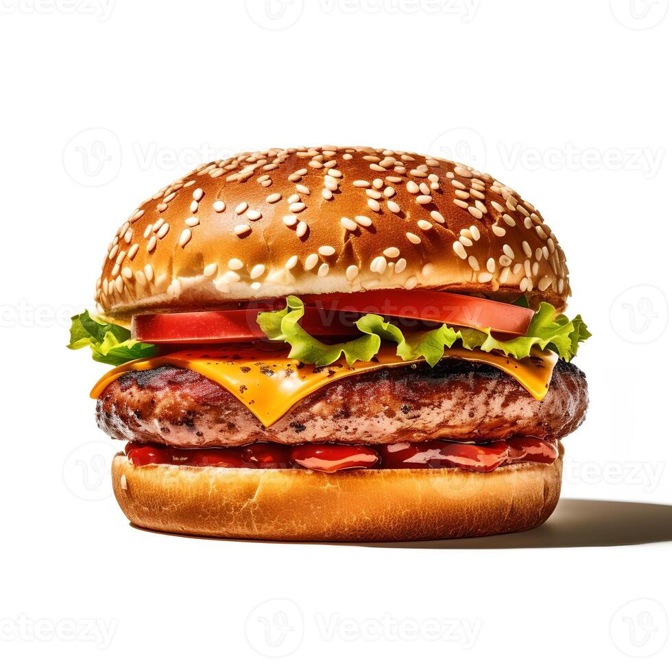 Hamburger Isolation on White Backgroud AI Generated photo