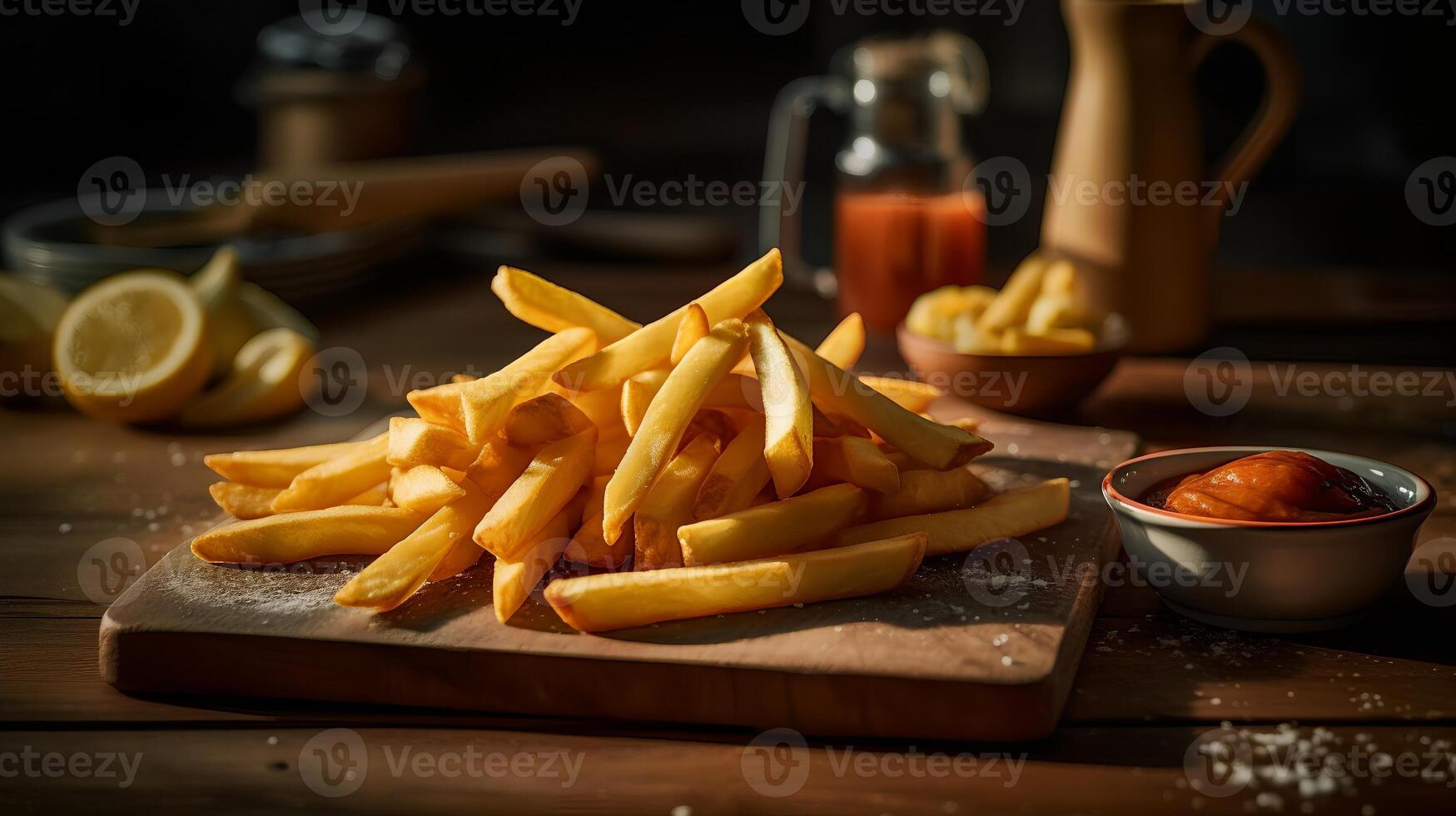 French fries in a brown paper bag isolated on a white background