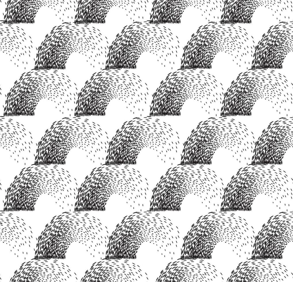 Abstract dotted waves seamless pattern. Flowing geometric shapes artistic background. Circle orb dotted texture vector