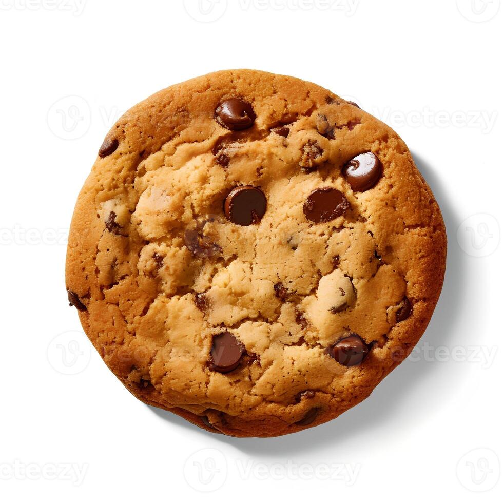 Chocolate Chip Cookie on White Backgroud AI Generated photo