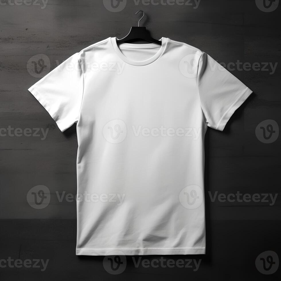 White t shirt mock up white on Black background photo