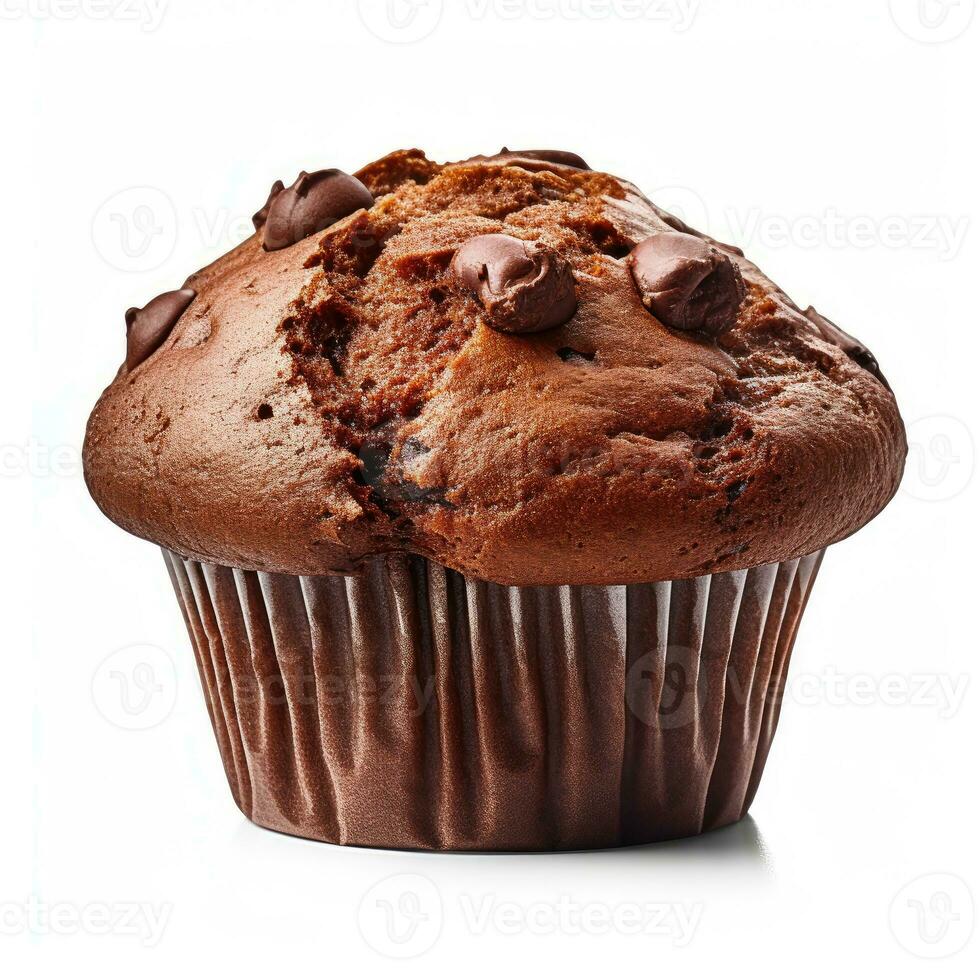 Chocolate Muffin Isolated on White Background AI Generated photo