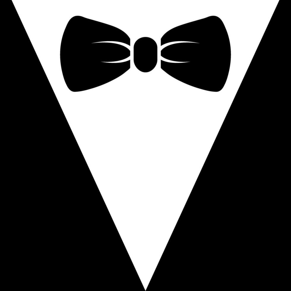 Black Bow Tie Tuxedo Suit Minimal Vector Illustration