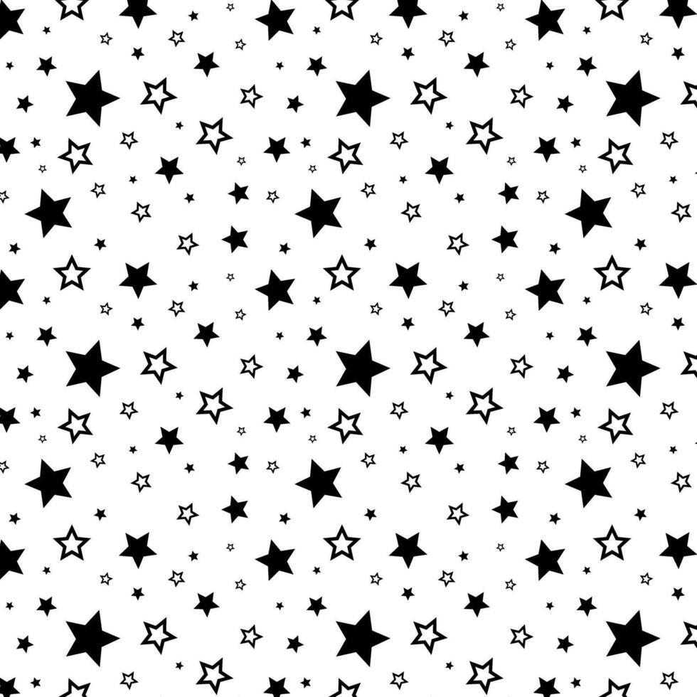 Black Stars Seamless Pattern Print Paper Background Vector Illustration