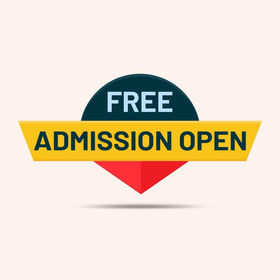 free admission open banner tag vector