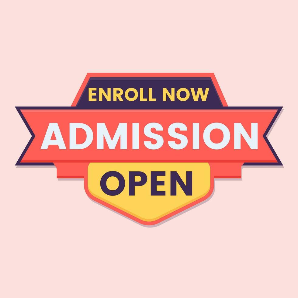 school admission open banner tag enroll now vector