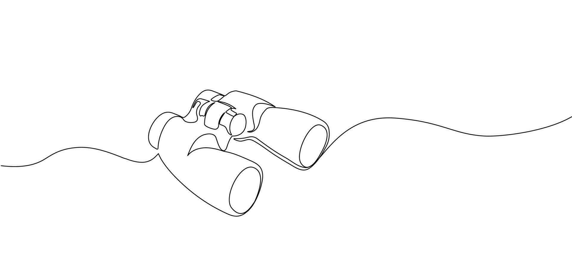 Continuous single one line of binoculars. Vector illustration.