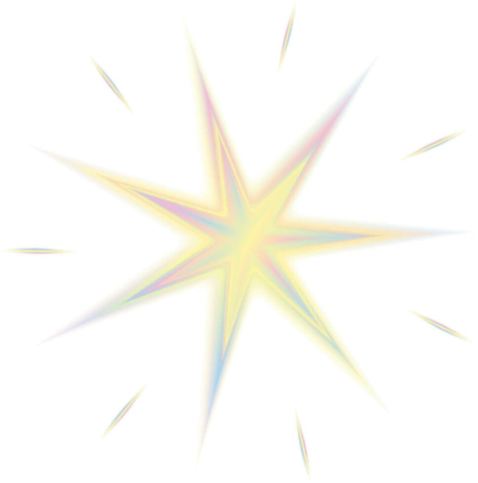 Y2k style shapes blurred gradient set. Aura aesthetic elements star, sun. Vector illustration