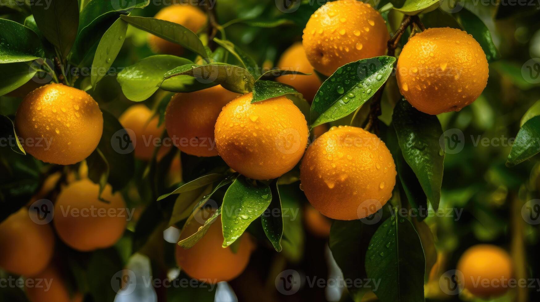 Oranges on tree AI Generated photo