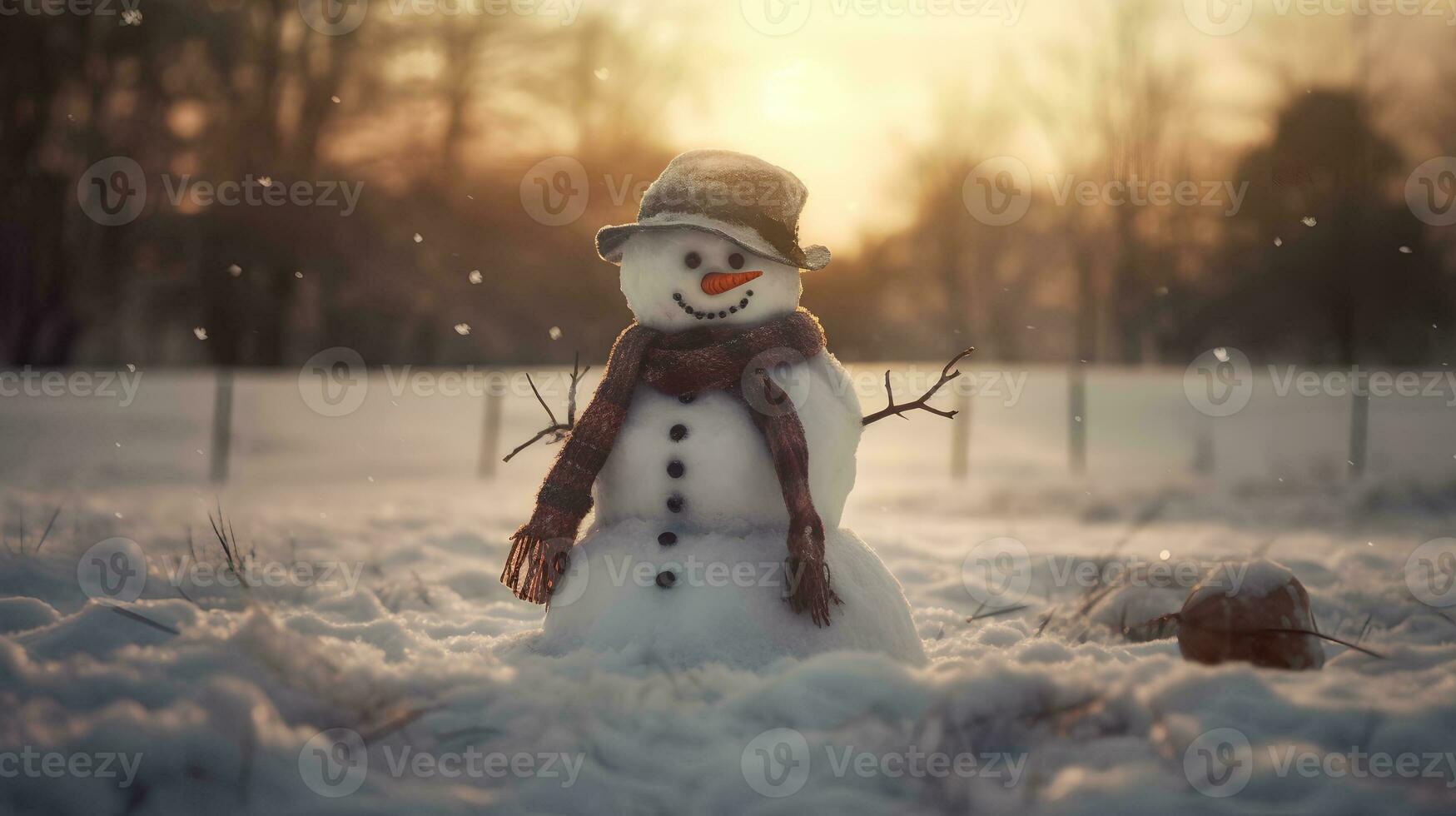 Snowman Background AI Generated photo