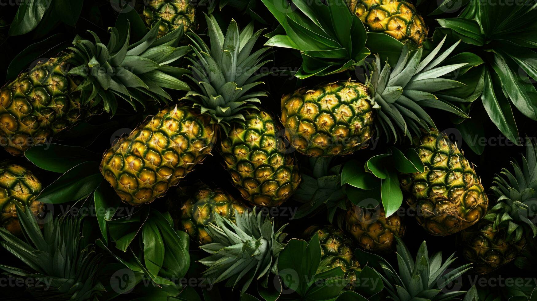Pineapples fruit background AI Generated photo