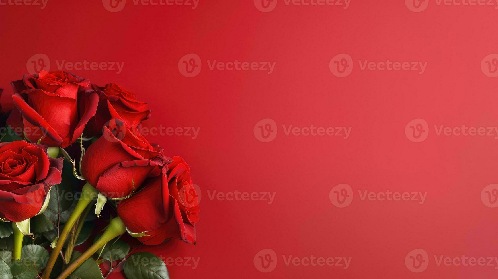 Red roses on red background AI Generated photo