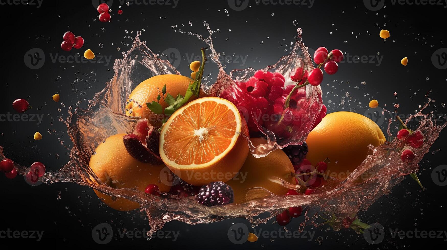 Delicous Fruit Flying AI Generated photo