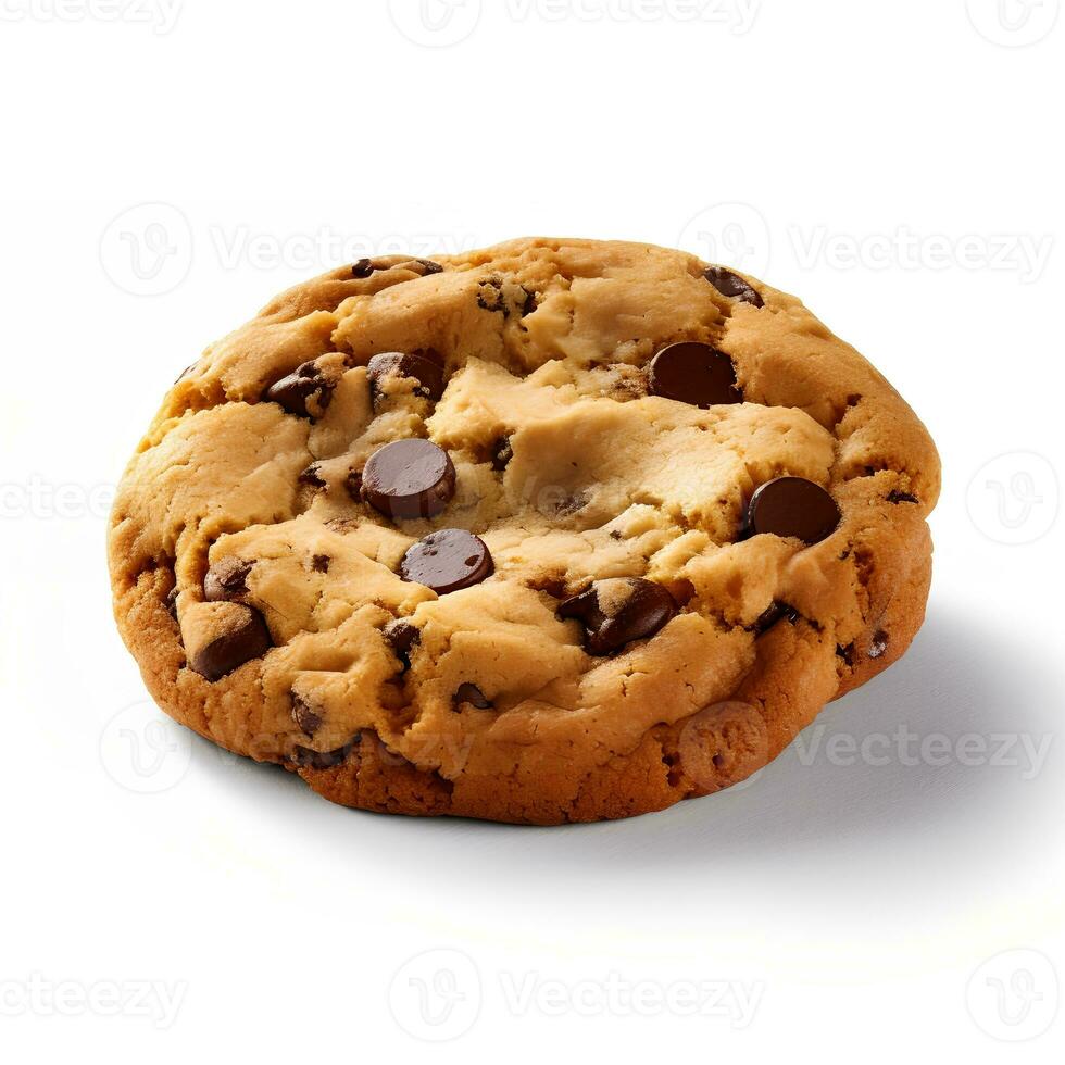 Chocolate Chip Cookie on White Backgroud AI Generated photo