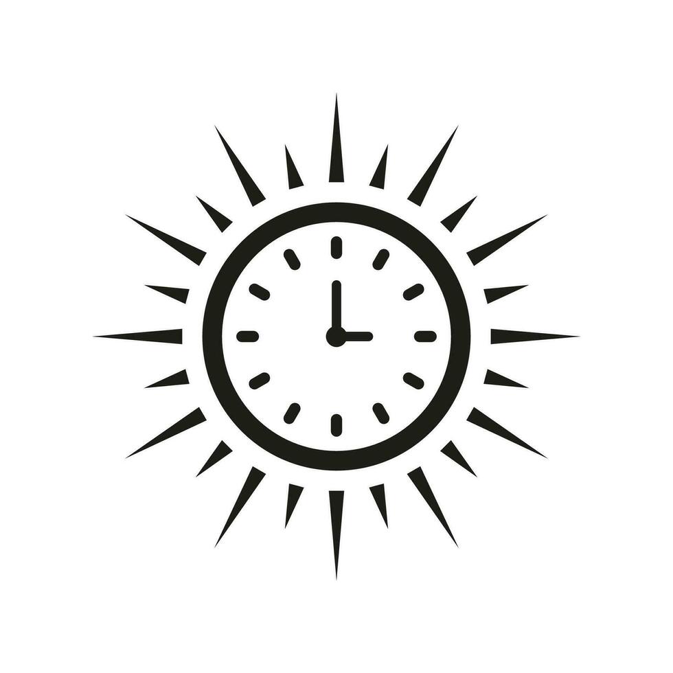 verano hora línea icono. Dom reloj lineal pictograma. Mañana luz solar, Hora de verano alarma contorno símbolo. amanecer y puesta de sol horas signo. aislado vector ilustración.