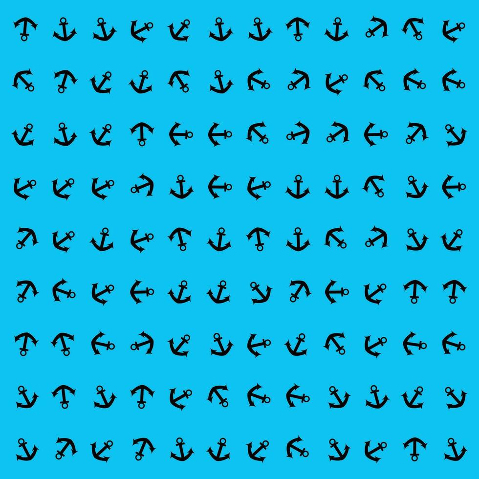 pattern of silhouettes of anchors on a blue background vector