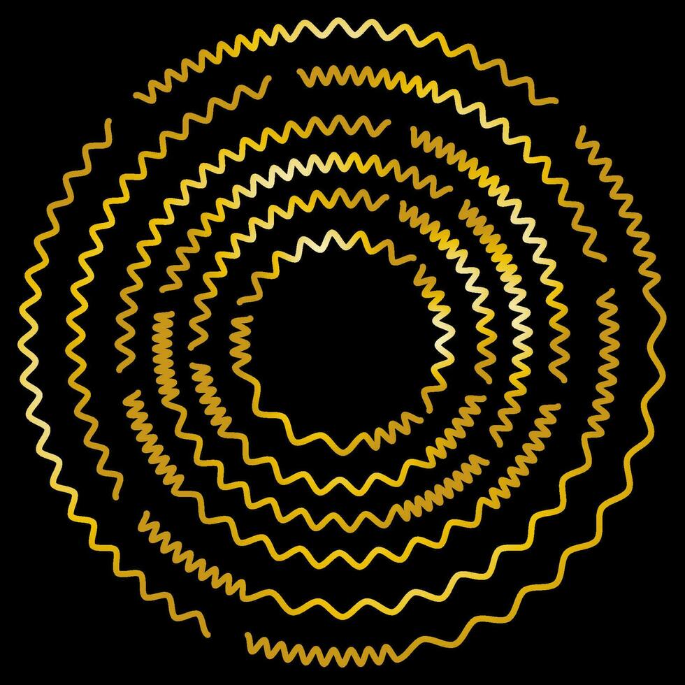 Golden medallion on a black background, golden spiral vector