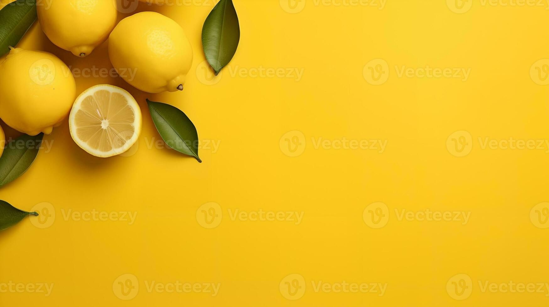 Lemon on Yellow Background AI Generated photo