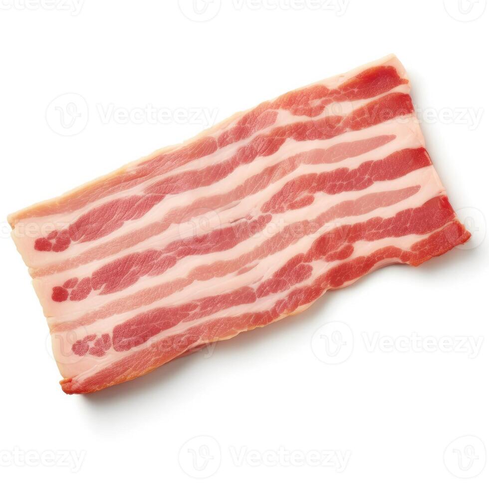 Raw Bacon Isolated on White Background AI Generated photo