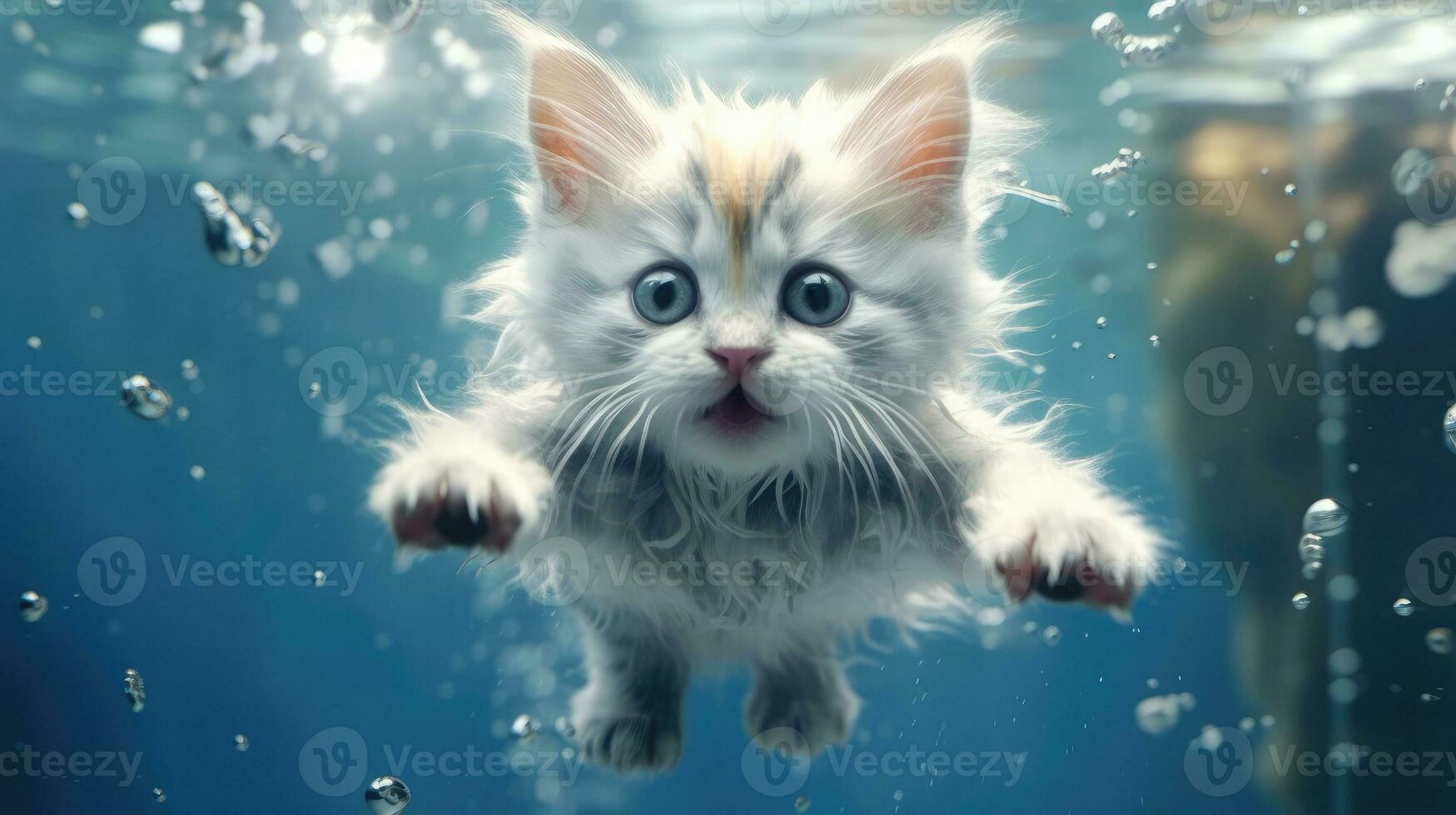 Cute Cat  swimming underwater AI Generated photo