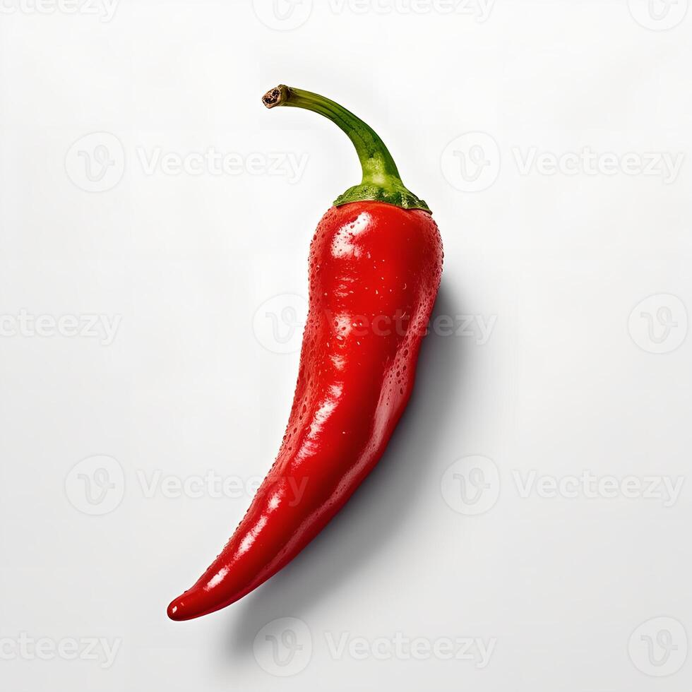 Red Hot Chili Isolated on White Background AI Generated photo