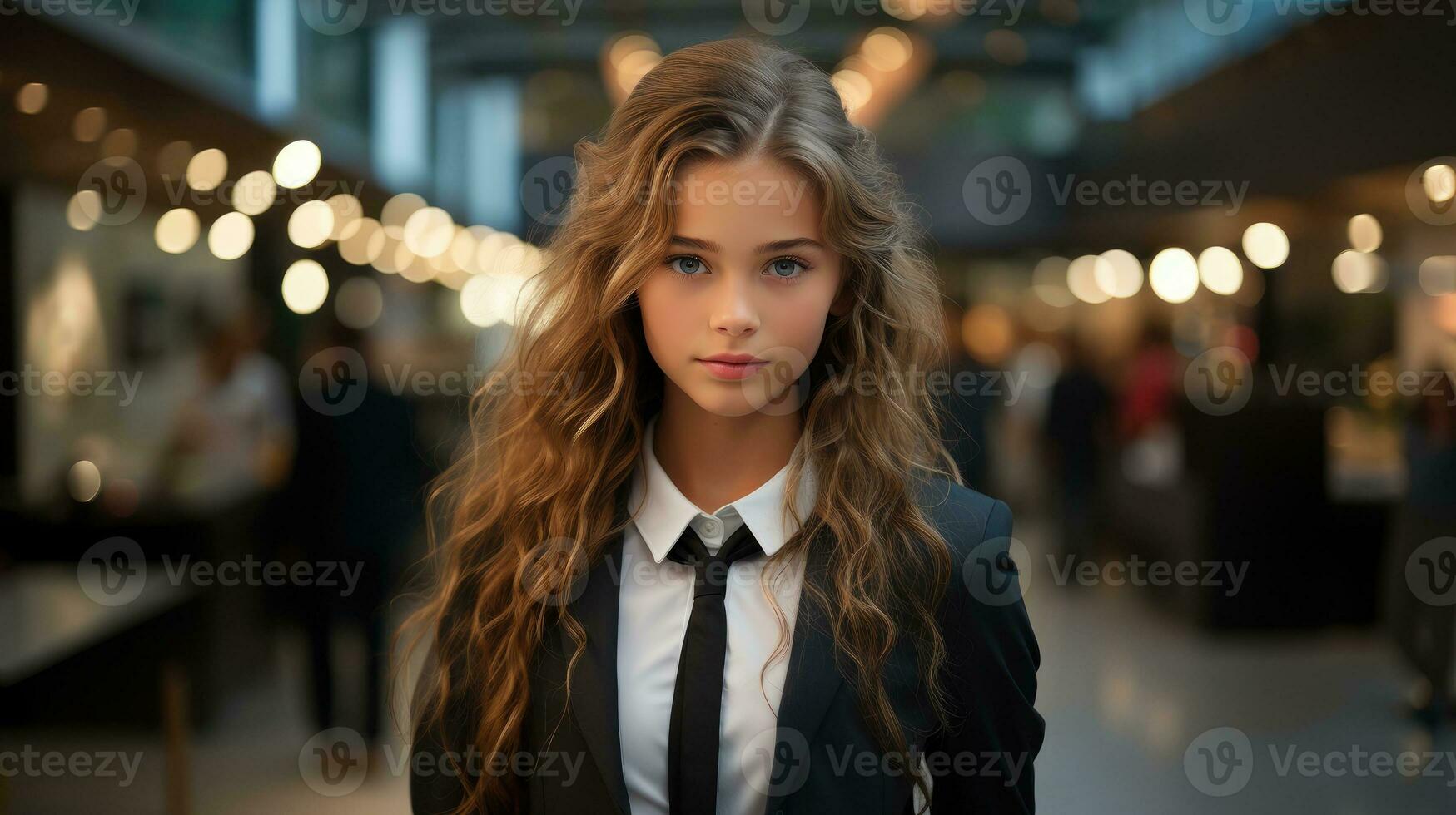 A cute girl in a suit AI Generated photo