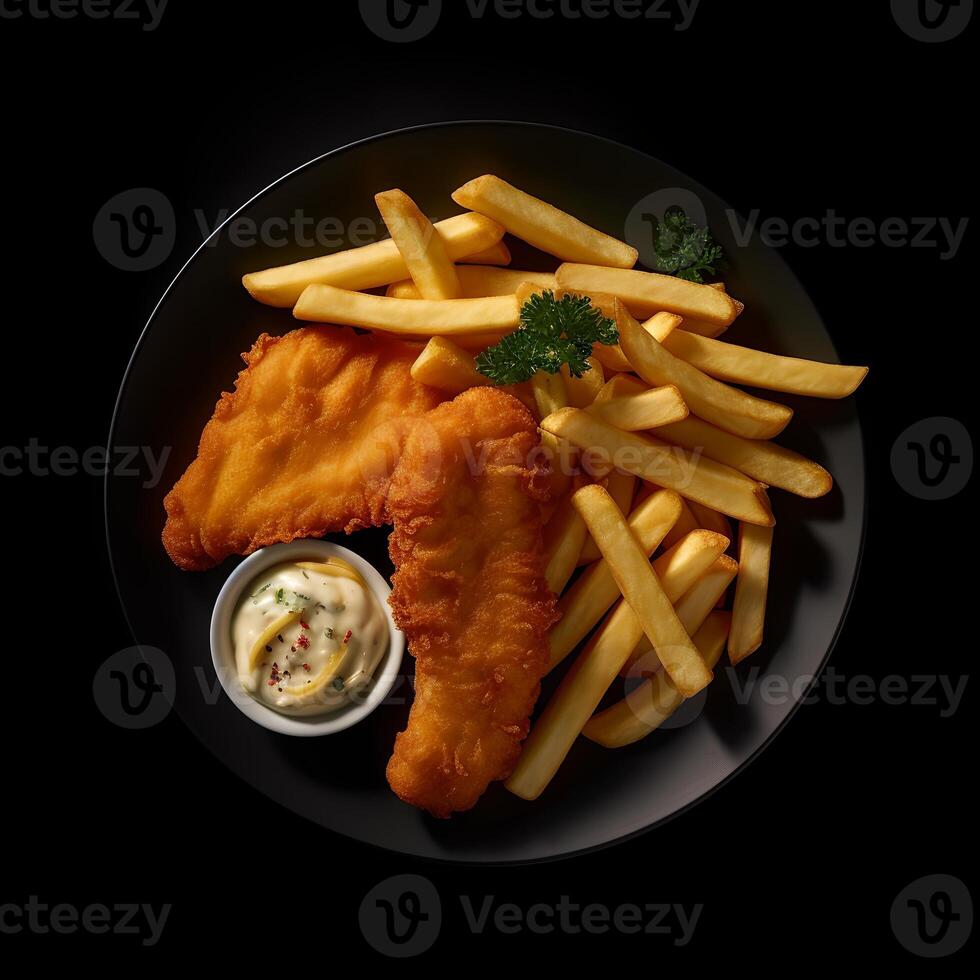 Fish and Chips AI Generated photo