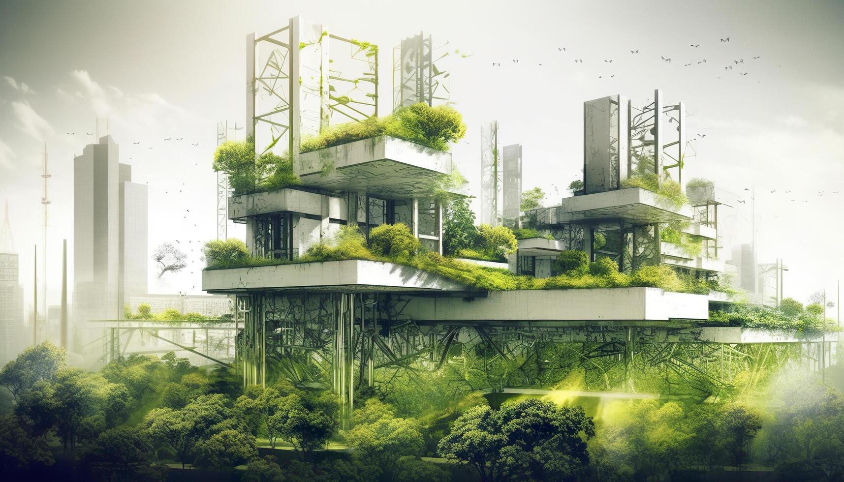 City dedicated to sustainable engineering and environmental responsibility. Urban development, implementing innovative green engineering projects. photo