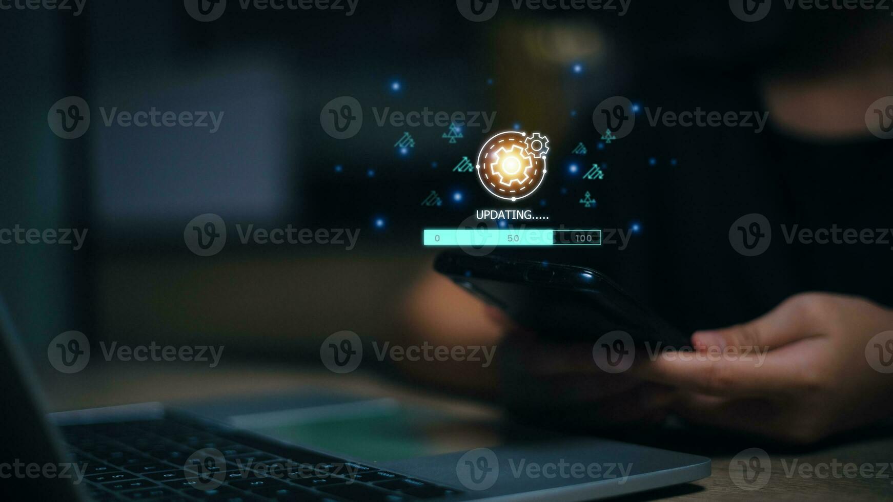 Women using technology smart robot AI, enter command prompt, contact for business information analysis, and futuristic technology transformation. ChatGPT Chat concept AI, Artificial Intelligence. photo
