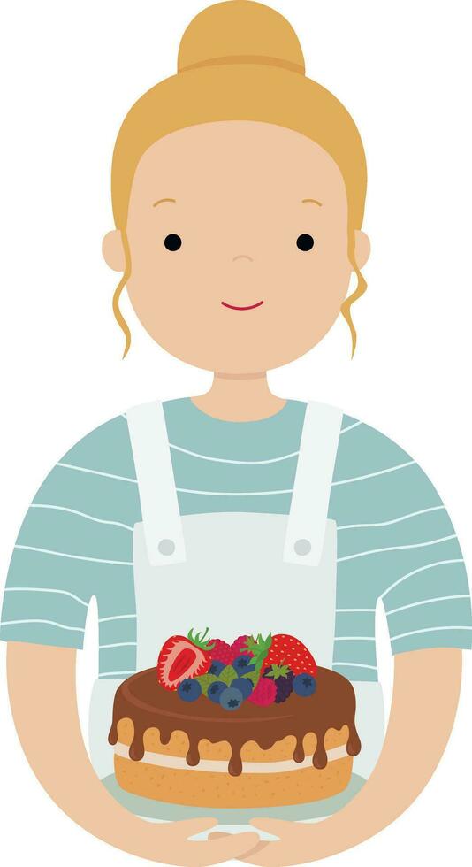 Girl with cake vector