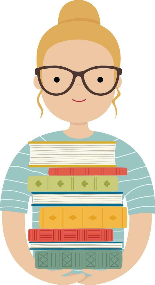 Girl with books vector