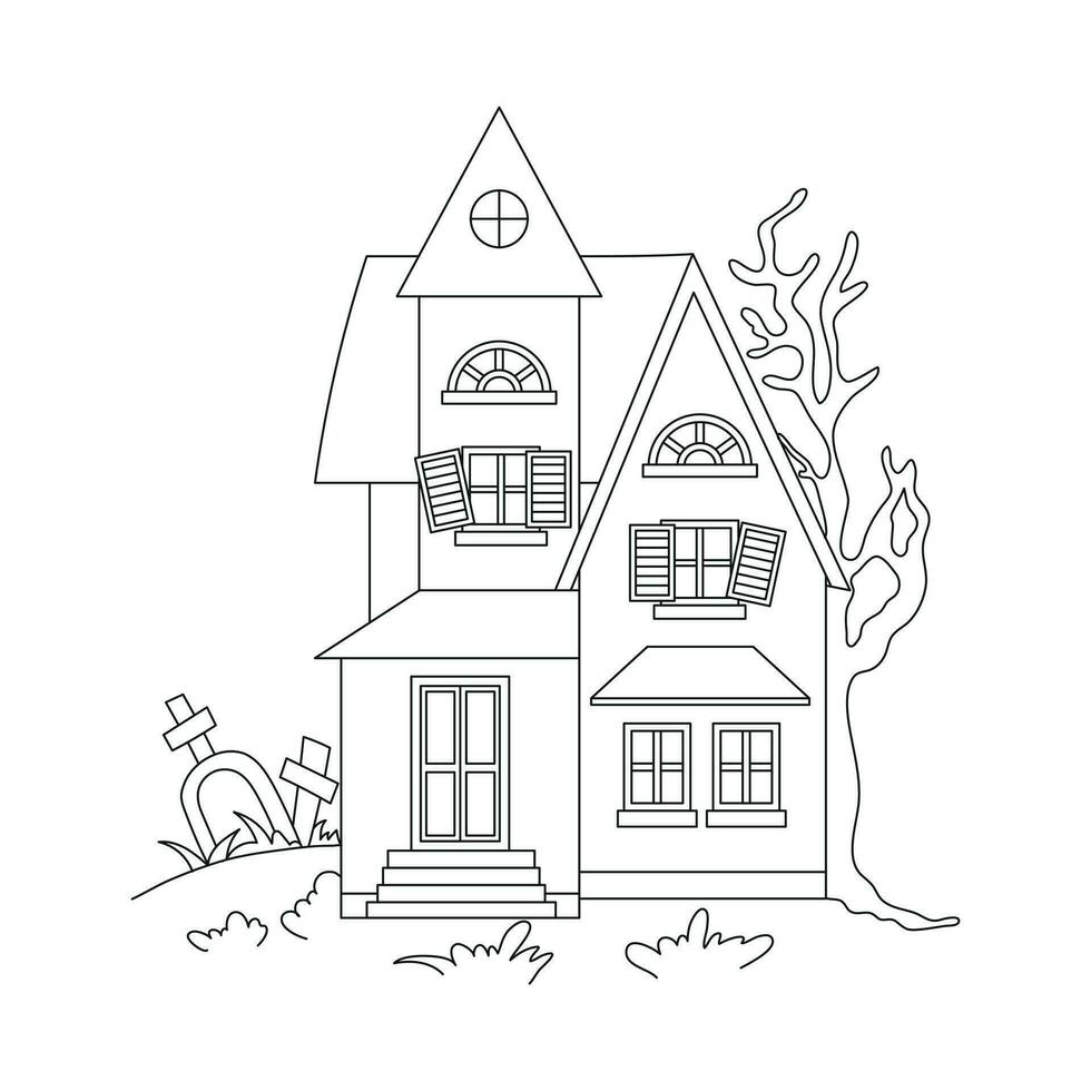 Halloween Outline Illustration , Hand Drawn Outline illustration for Coloring Book vector