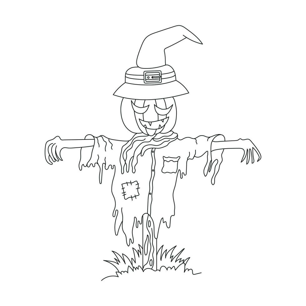 Halloween Outline Illustration , Hand Drawn Outline illustration for Coloring Book vector