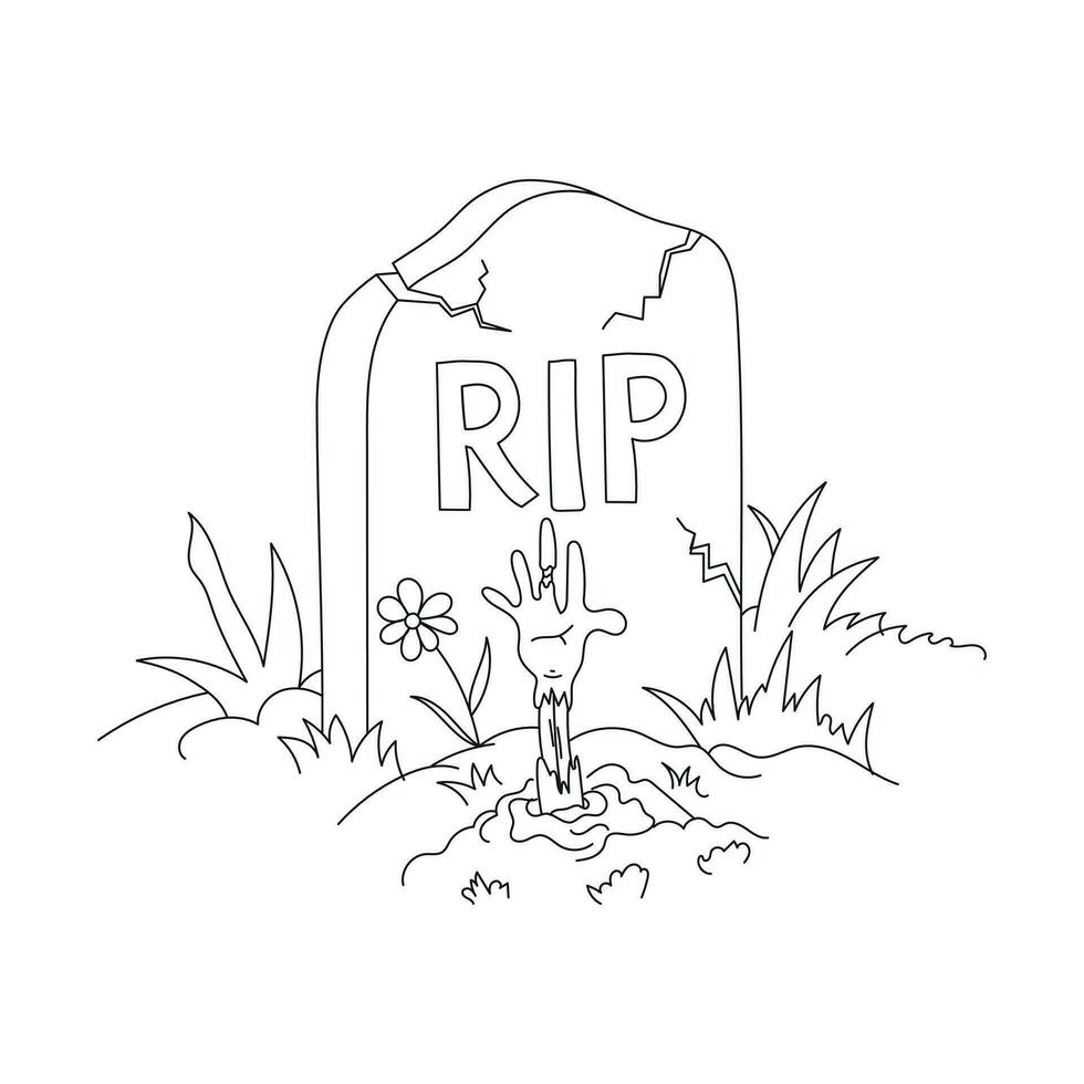 Halloween Outline Illustration , Hand Drawn Outline illustration for Coloring Book vector