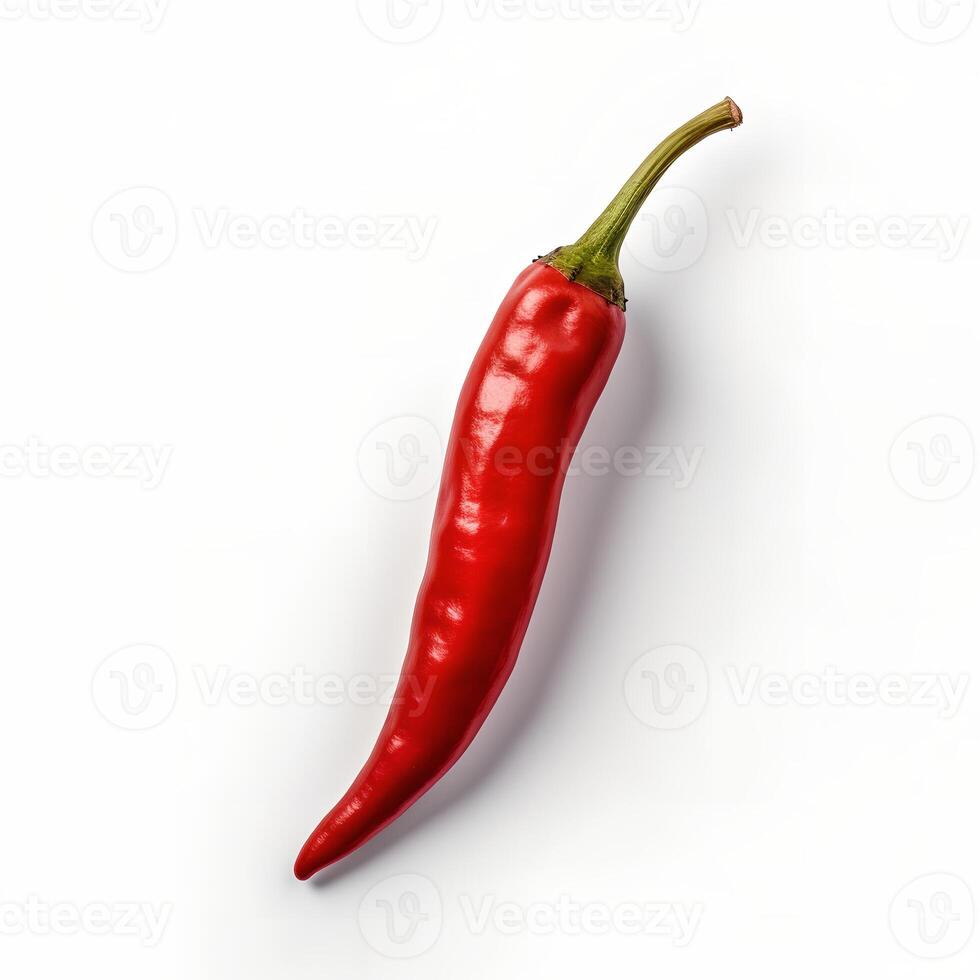 Red Hot Chili Isolated on White Background AI Generated photo