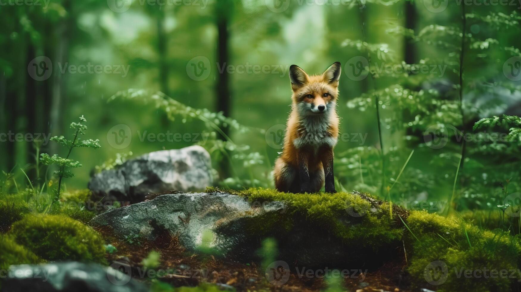 Little Fox In Rain Forest photo