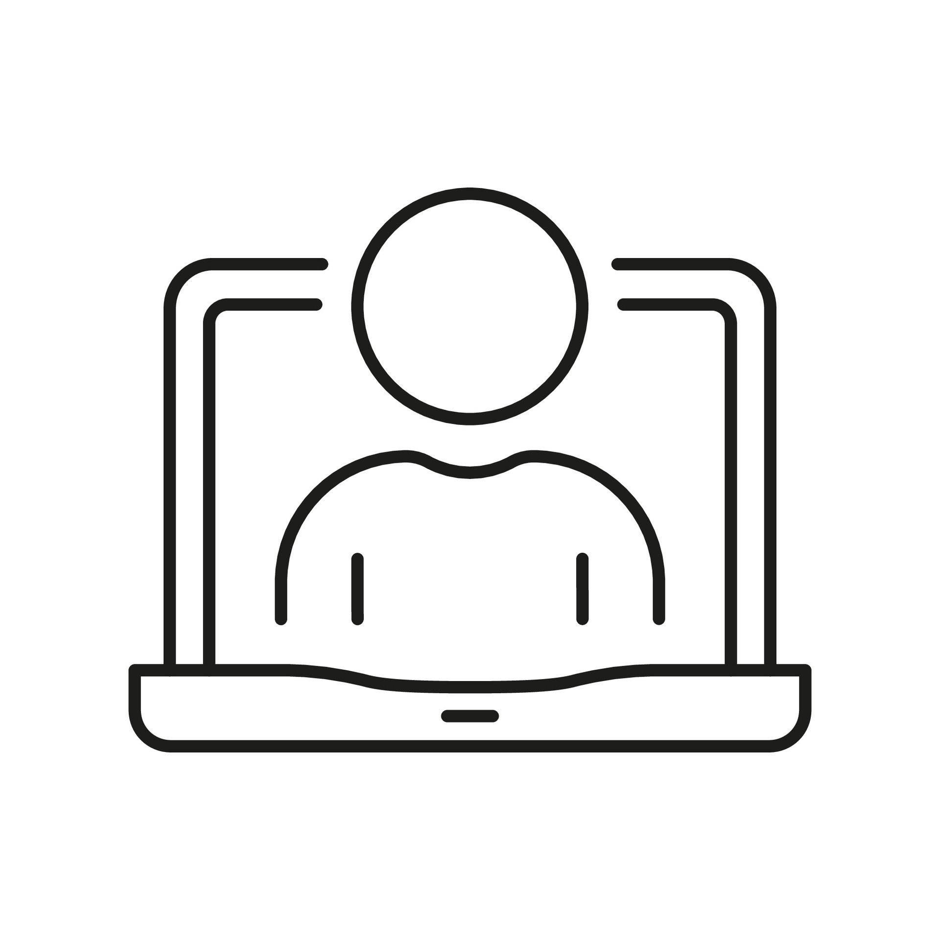 Person in Laptop Line Icon, Online Video Conference. Computer User ...