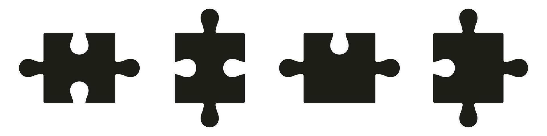 Jigsaw Pieces Combination, Puzzle Parts Silhouette Icon Set. Team Connects Together Solid Symbol Collection. Teamwork, Togetherness, Solution Glyph Pictogram. Isolated Vector Illustration.